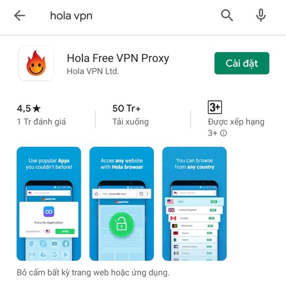 di động v24h Truy cập website bị chặn cùng ứng dụng Hola VPN ảnh 2