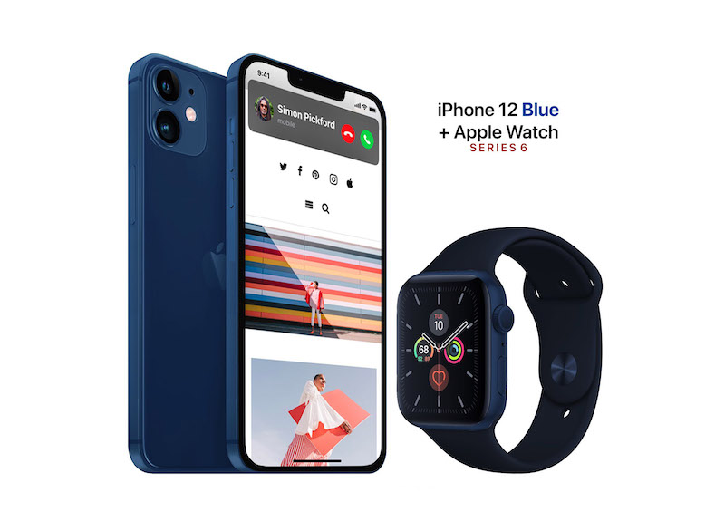 iPhone 12 Max và Apple Watch Series 6 concep màu xanh navy