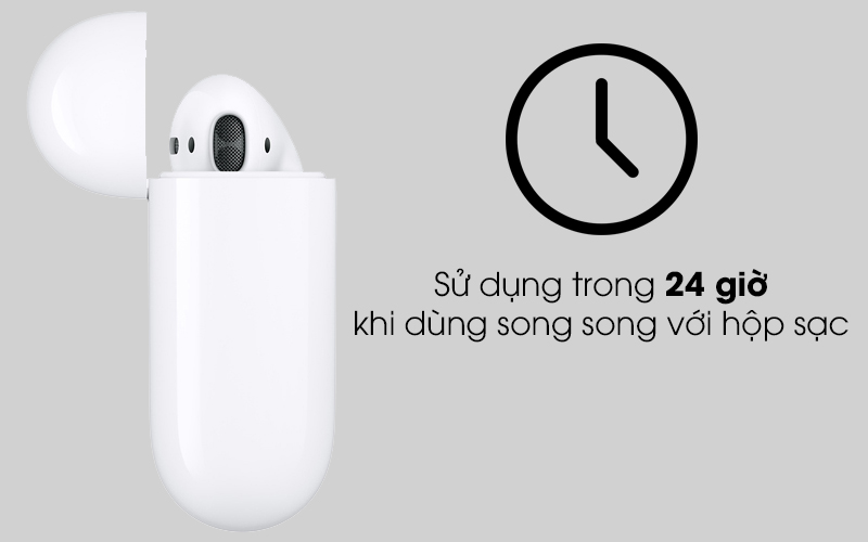 Tai nghe Bluetooth AirPods 2 Wireless charge Apple MRXJ2 Trắng dùng được 24 giờ