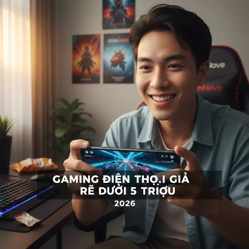 gemini_image_1767102531 Minh họa các mẫu điện thoại chơi game hiệu năng cao trong tầm giá 5 triệu đồng tập trung vào thiết kế hiện đại