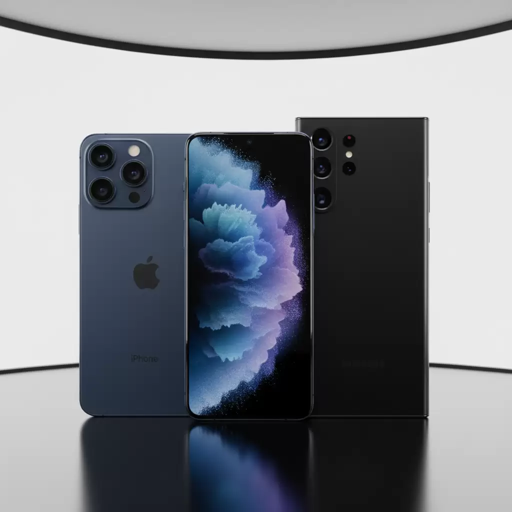 Hai đối thủ hàng đầu của thị trường smartphone cao cấp đại diện cho hệ điều hành iOS và Android