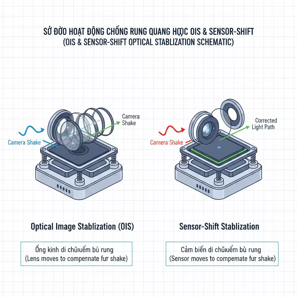OIS và Sensor Shift là các tính năng thiết yếu giúp ổn định hình ảnh và video chất lượng cao