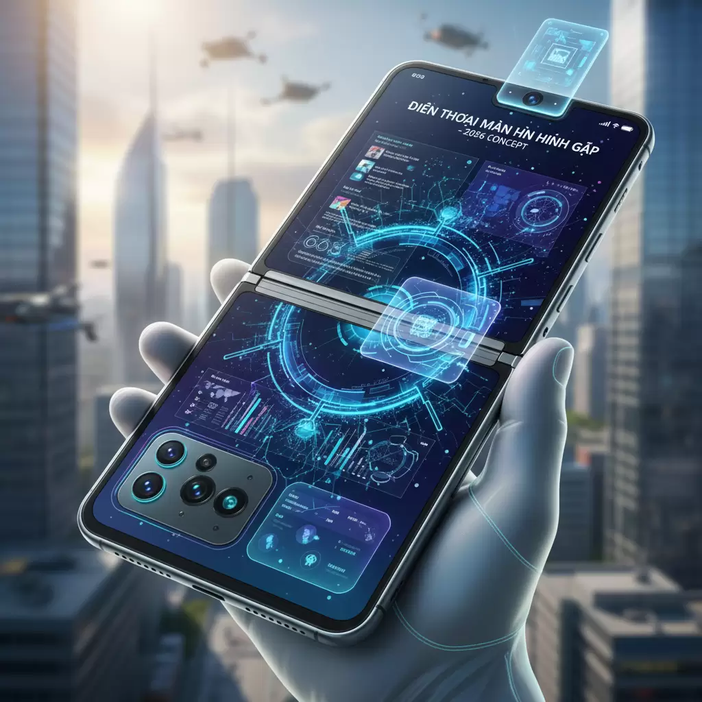 Điện thoại màn hình gập 2026 với thiết kế siêu mỏng và nếp gấp gần như vô hình